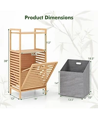 sumyeg Bamboo Tilt-Out Laundry Hamper with Foldable and Removable Basket