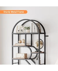 homfan 9-Tier Arched Freestanding Bookshelf, Sturdy Metal Frame Multi-layer Storage Display Shelf for Home Office Decor