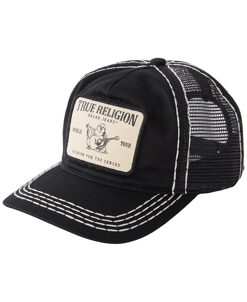 True Religion Men's Concert Patch Big T Trucker Hat