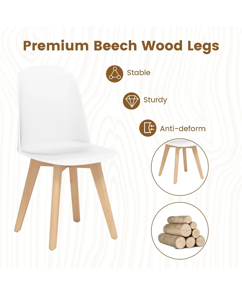 Sugift Modern Dining Chair Set of 2 with Solid Beech Wood Legs and Tilt Backrest
