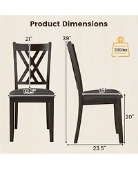 Sugift Linen Fabric Upholstered Wooden Dining Chair Set of 2 with Rubber Wood Frame for Dining Room