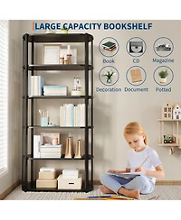 homfan 5-Tier Open Vertical Bookshelf, Waterproof Scratch-Resistant Metal Frame Storage Shelf with Anti-Tip Kit for Home Office Use