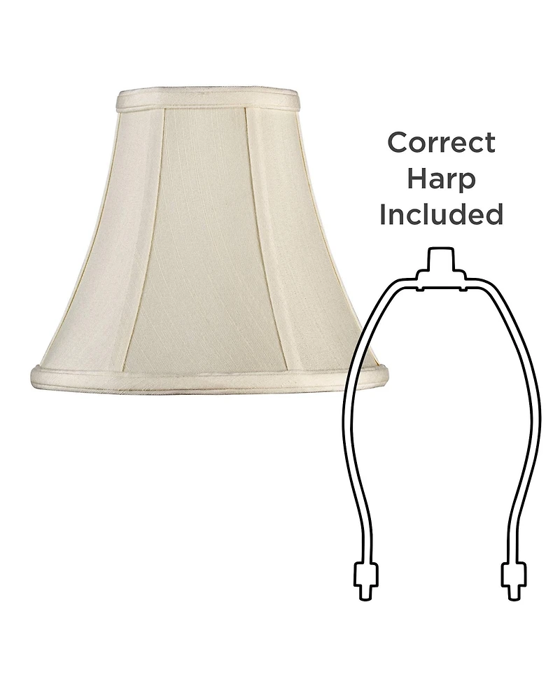 Springcrest Imperial Shade Set of 2 Round Bell Lamp Shades Cream Small 4.5" Top x 9" Bottom x 8" Slant x 7.5" High Spider with Replacement Harp