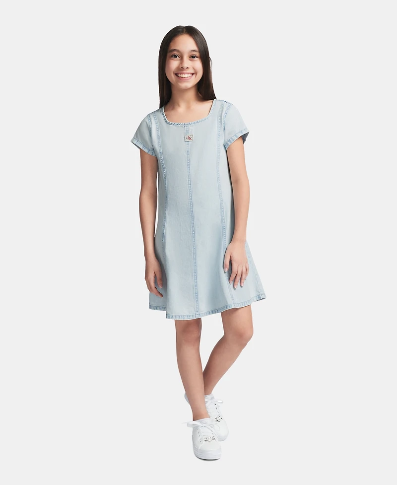 Calvin Klein Girls' 7-16 Denim Panelled Dress