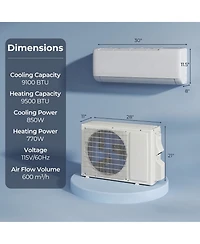 Sugift 9100 Btu 20.5 SEER2 115V Wifi Mini Split Air Conditioner Heater Pump System
