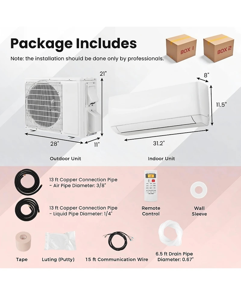Sugift 9000 Btu 19 SEER2 115V Ductless Mini Split Air Conditioner Heat Pump, White