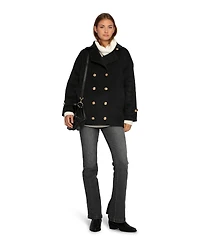 Belle & Bloom Women's Right and Forward Double Breasted Wool Blend Pea Coat