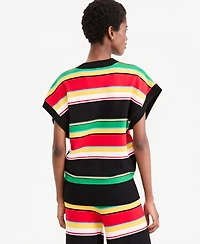 Theophilio | Macy's Women's Striped Sleeveless V-Neck Sweater, Exclusive