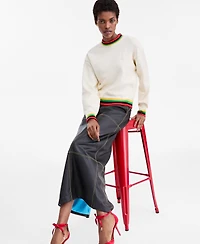 Theophilio X Macy's Women's Striped-Trim Crewneck Long-Sleeve Sweater, Exclusive