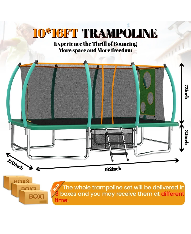 Zeny Outdoor Square Trampolines for Kids Adults Long Rectangular Tumbling Trampoline