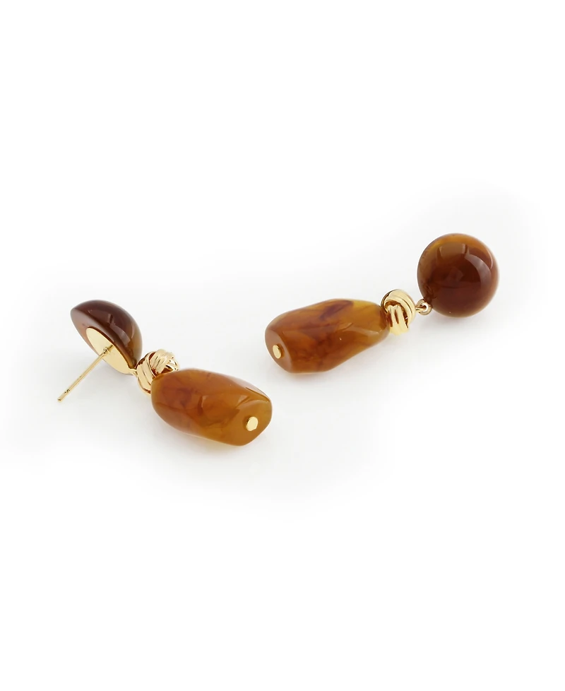 Steve Madden Brown Boho Chunky Resin Drop Earrings