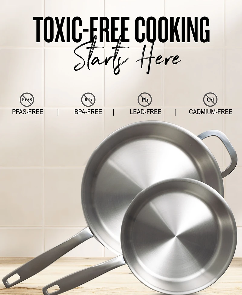 Alva Maestro 3pc 5-Ply Stainless Steel Frying Pan Cookware Set