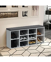 Gouun 10-Cube Shoe Storage Bench with Removable Cushion