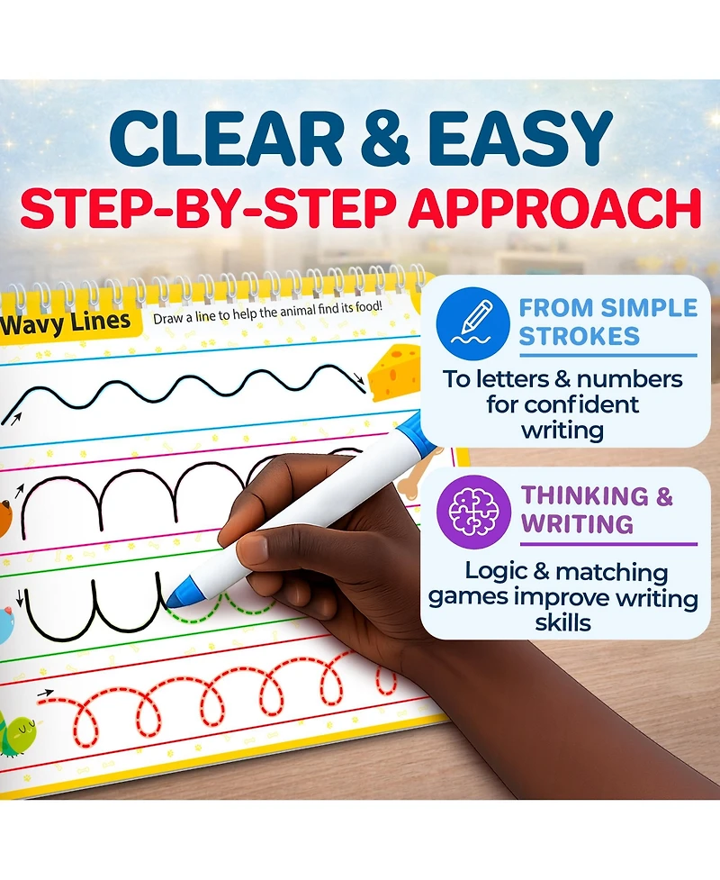 Quokka Tracing Books for Kids Ages 3-5 – Dry Erase Activity Books for Kids Ages 3-5 - Writing Practice Workbook with Markers