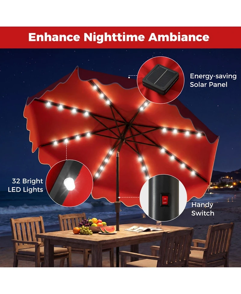 Gouun 10-Foot Solar Led Patio Umbrella with Weighted Base