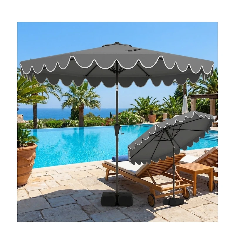 Gouun 10-Foot Patio Umbrella with Weighted Base and Sandbags