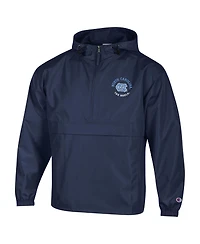 Champion Men's Navy North Carolina Tar Heels Packable Hooded Windbreaker Half-Zip Jacket