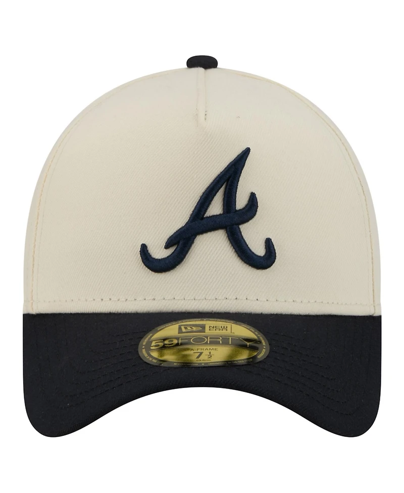 New Era Men's Cream Atlanta Braves Chrome A-Frame 59FORTY Fitted Hat