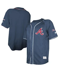 Stitches Men's Navy Atlanta Braves Team Color Full-Button Fashion Jersey