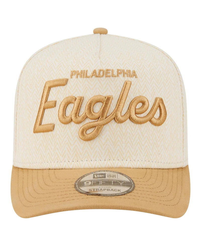 New Era Men's Cream Philadelphia Eagles Herringbone 9FIFTY A-Frame Snapback Hat