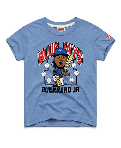 Homage Big Boys and Girls Vladimir Guerrero Jr. Light Blue Toronto Jays Caricature Tri-Blend T-Shirt