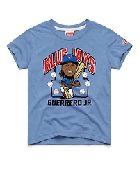 Homage Big Boys and Girls Vladimir Guerrero Jr. Light Blue Toronto Jays Caricature Tri-Blend T-Shirt