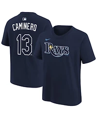 Nike Big Boys and Girls Junior Caminero Navy Tampa Bay Rays Name & Number T-Shirt