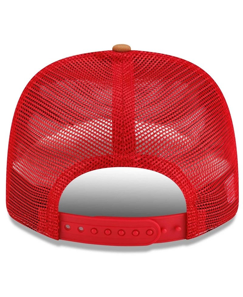New Era Men's Brown/Scarlet San Francisco 49ers Team Patch Split Panel 9SEVENTY Adjustable Trucker Hat