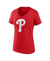Logo Athletic Women's Red Philadelphia Phillies V-Neck T-Shirt