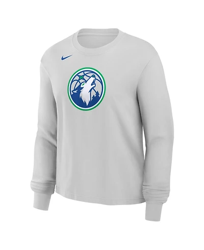 Nike Women's Gray Minnesota Timberwolves Long Sleeve Boxy T-Shirt