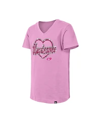 New Era Girl's Big Boys and Girls Pink Carolina Hurricanes Flip Sequin V-Neck T-Shirt