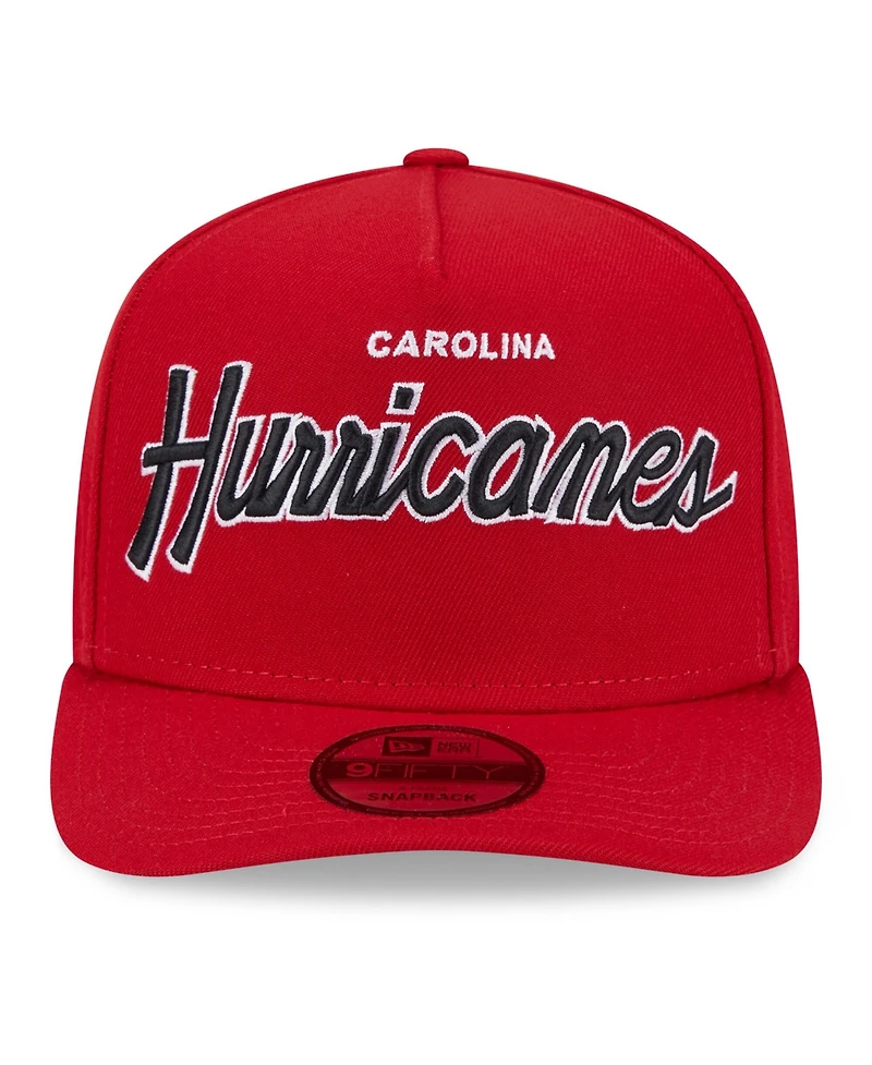 New Era Men's Red Carolina Hurricanes Script 9FIFTY A-Frame Snapback Hat