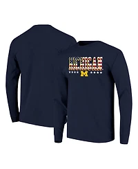 Image One Men's Navy Michigan Wolverines Tall Type Flag Long Sleeve T-Shirt
