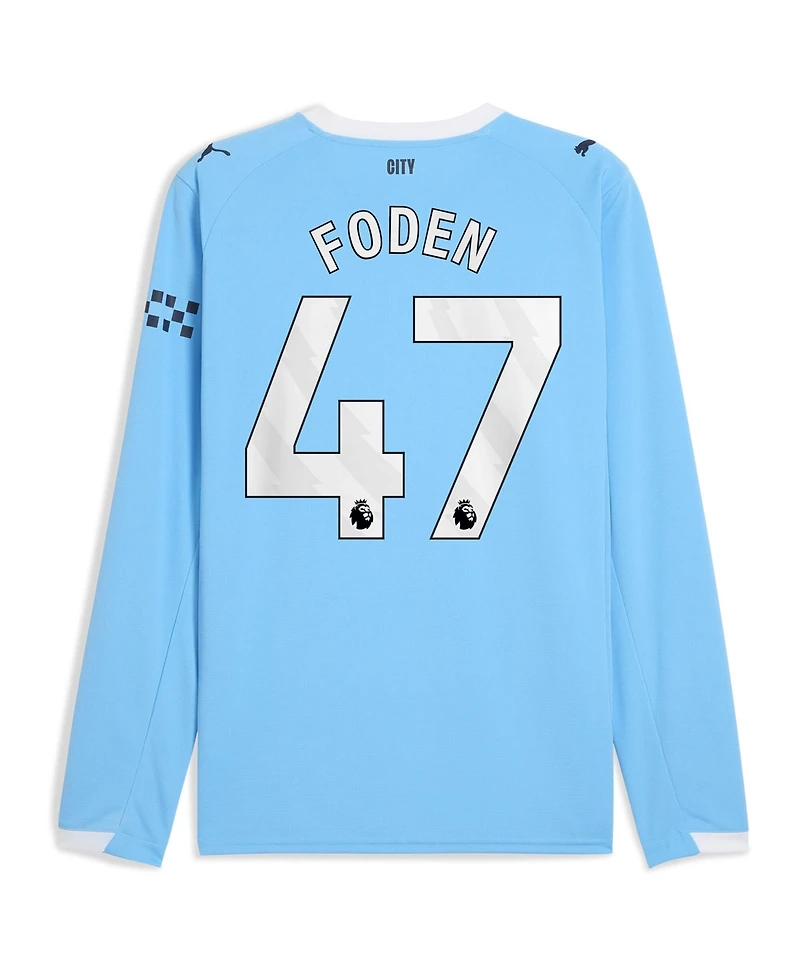 Puma Men's Phil Foden Sky Blue Manchester City 2025/26 Home Replica Long Sleeve Player Jersey
