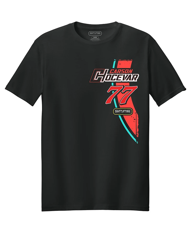 Spire Motorsports Men's Black Carson Hocevar 77 Delaware Life T-Shirt