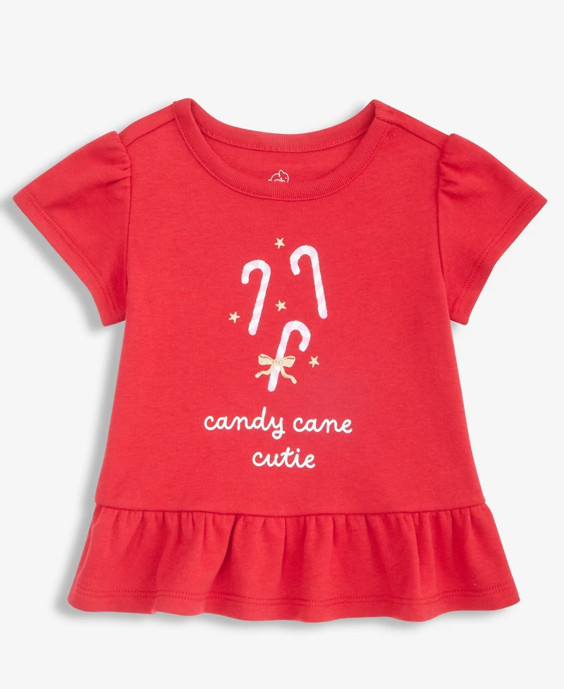 First Impressions Toddler Girls' 2T-4T Mix & Match Short-Sleeve Candy Cane Peplum Top, Macy's Exclusive