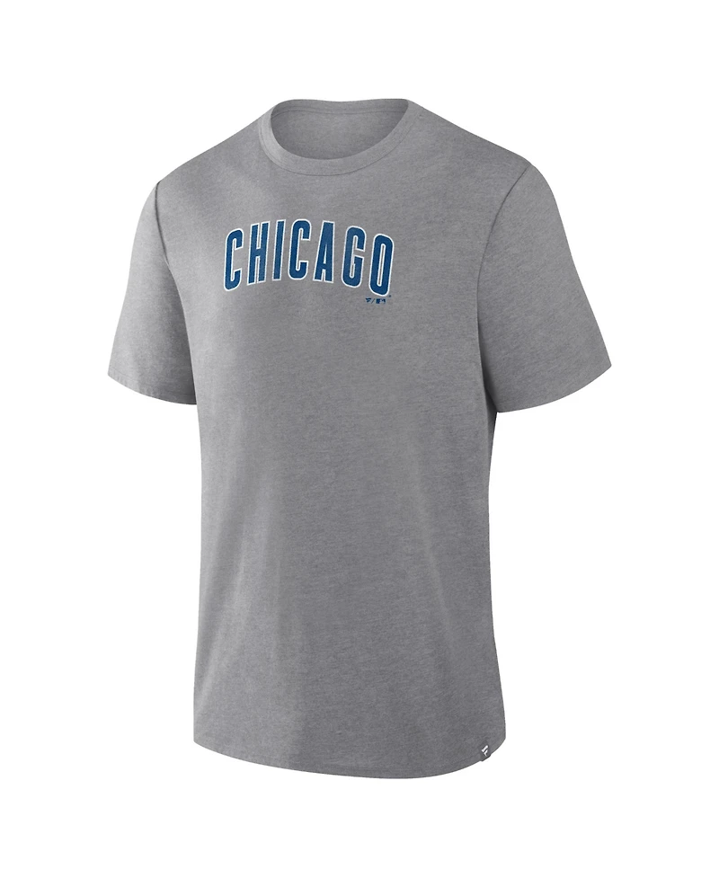 Fanatics Men's Heather Gray Chicago Cubs Play Tribute Tri-Blend T-Shirt