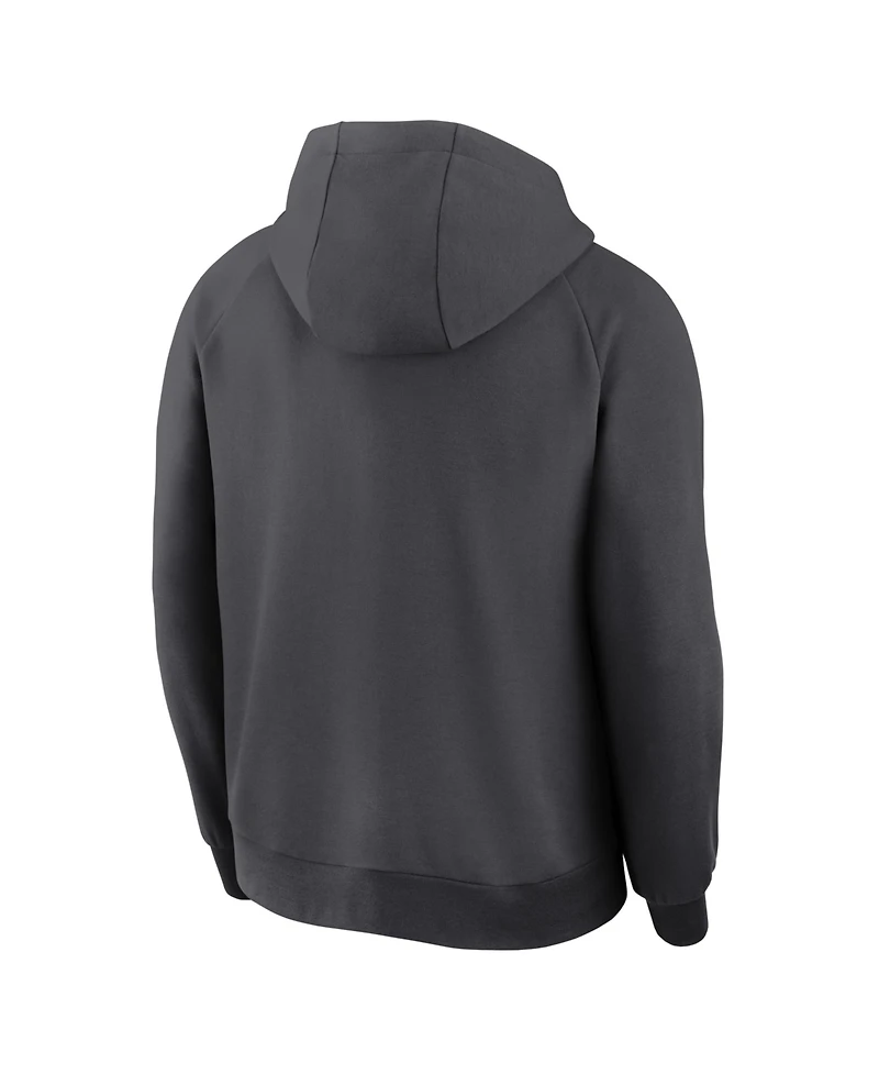 Nike Men's Anthracite Detroit Tigers Authentic Collection Player Raglan Dri-fit Full-Zip Hoodie