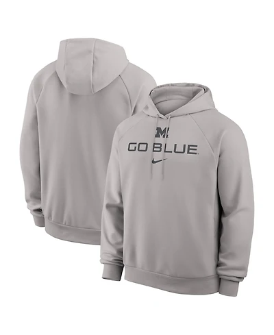 Nike Men's Gray Michigan Wolverines Premium Performance Raglan Dri-fit Hoodie