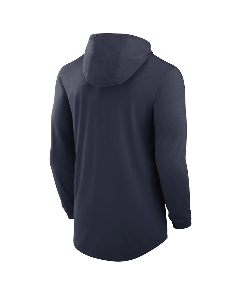 Jordan Men's Navy Michigan Wolverines Primetime Arch Tri-Blend Dri-fit Long Sleeve Hooded T-Shirt