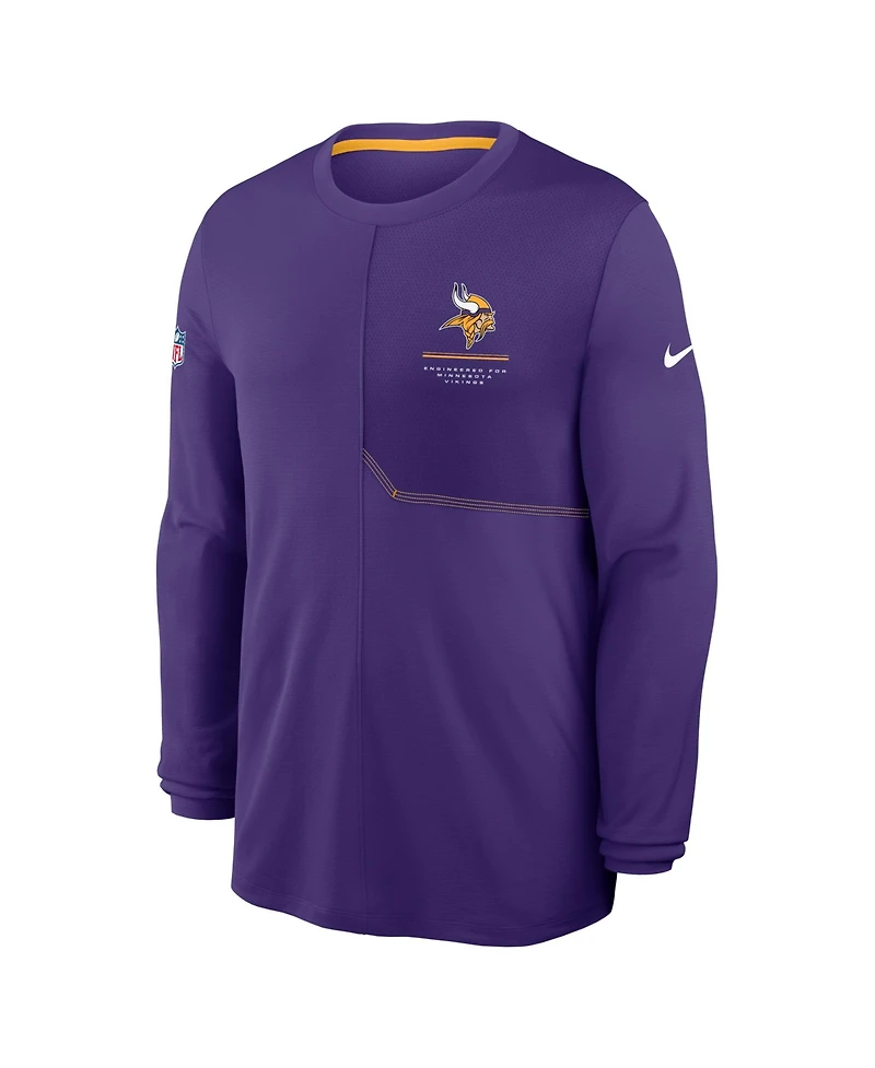 Nike Men's Purple Minnesota Vikings Sideline Coaches Uv Dri-fit Long Sleeve Shirt