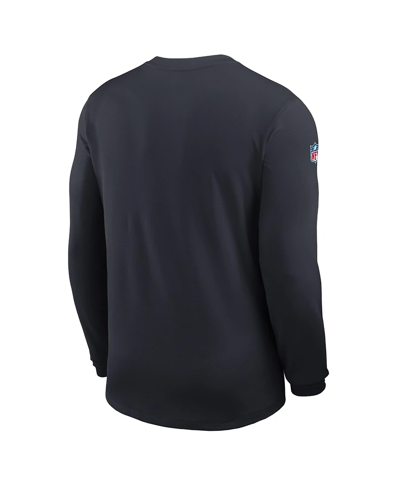 Nike Men's Navy Houston Texans Sideline Coaches Uv Dri-fit Long Sleeve Shirt