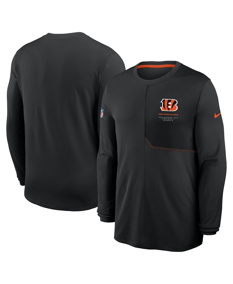 Nike Men's Cincinnati Bengals Sideline Coaches Uv Dri-fit Long Sleeve Shirt