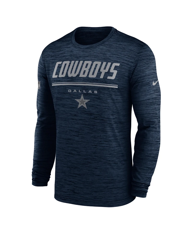 Nike Men's Navy Dallas Cowboys Sideline Offensive Transition Velocity Dri-fit Long Sleeve T-Shirt