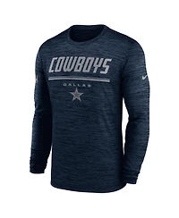 Nike Men's Navy Dallas Cowboys Sideline Offensive Transition Velocity Dri-fit Long Sleeve T-Shirt