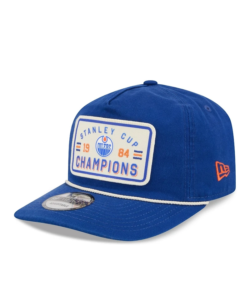 New Era Men's Royal Edmonton Oilers Throwback Stanley Cup Champions Side Patch 19TWENTY Adjustable Hat