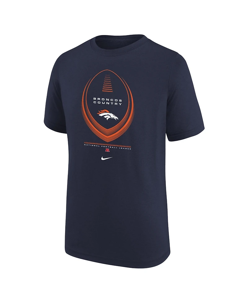 Nike Big Boys and Girls Navy Denver Broncos Icon Legend Dri-fit T-Shirt