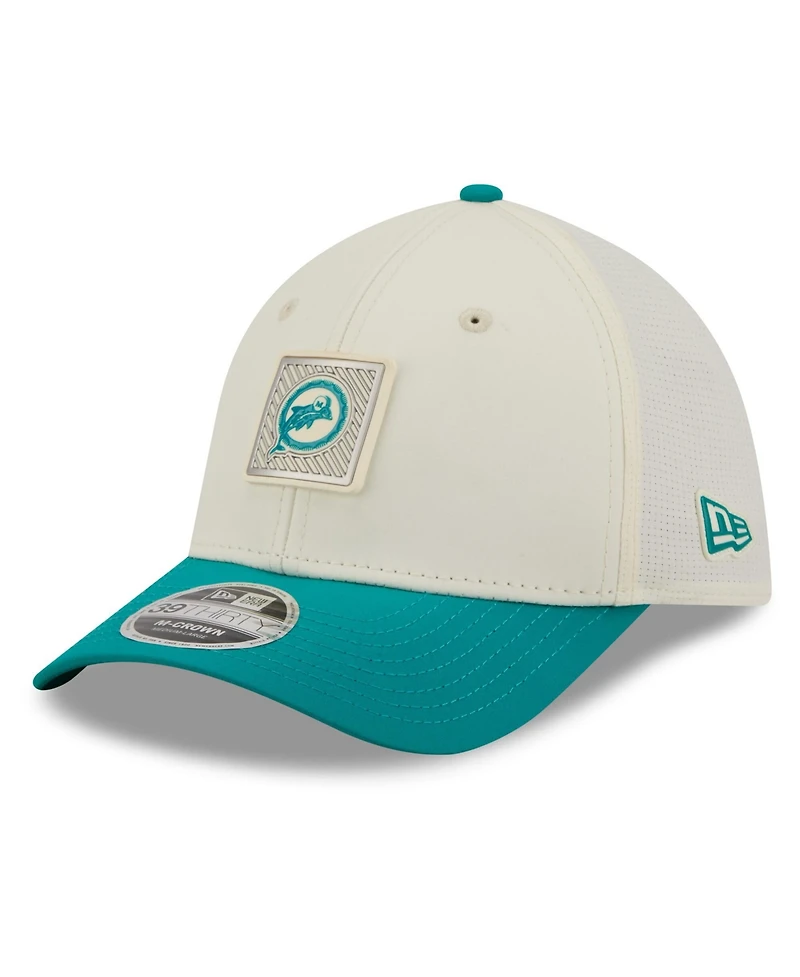 New Era Men's Cream/Aqua Miami Dolphins 2026 Nfl Training Camp 39THIRTY Flex Hat