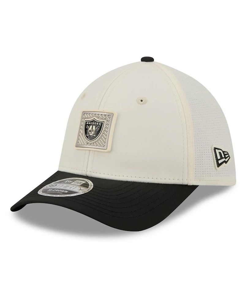 New Era Men's Cream/Black Las Vegas Raiders 2026 Nfl Training Camp 39THIRTY Flex Hat