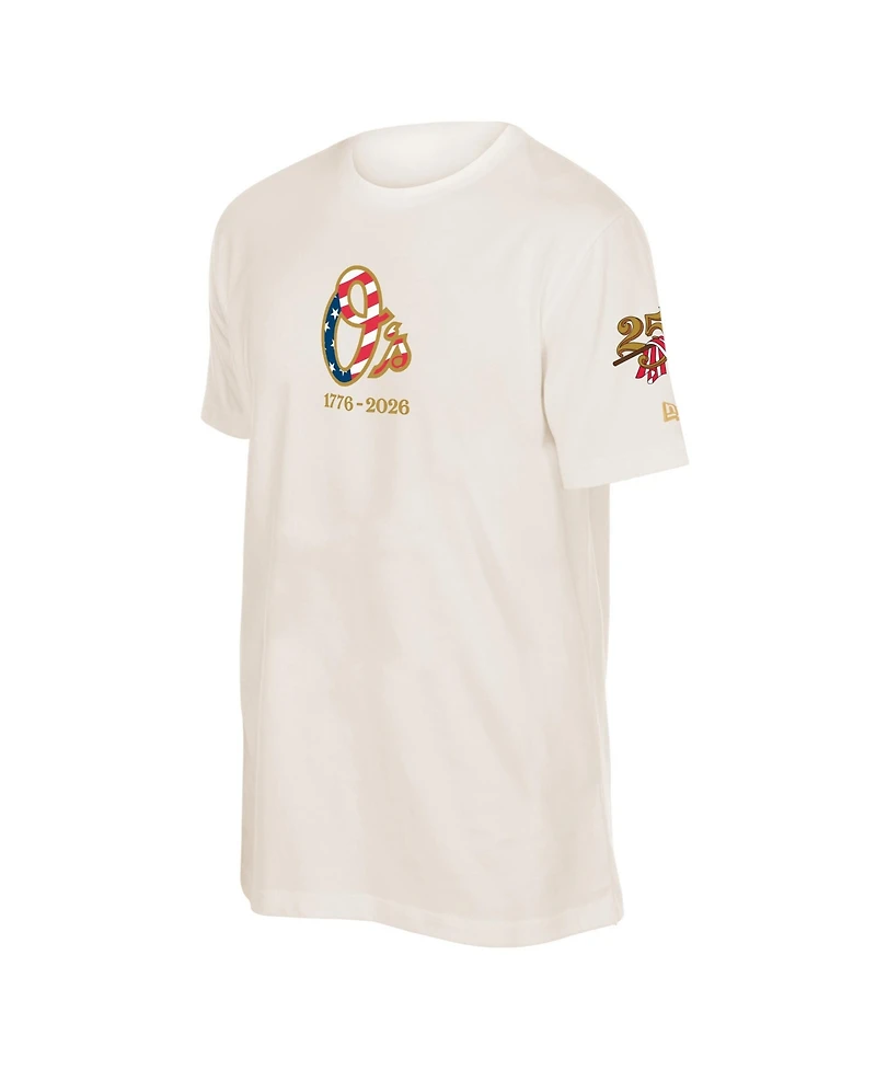 New Era Men's Cream Baltimore Orioles 250th Fourth of July T-Shirt